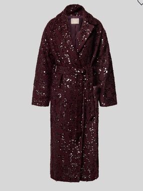 Rinascimento Deep Wine Sequin Long Wrap coat